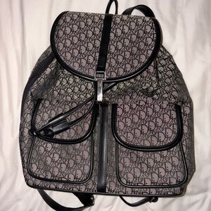 Dior Gray and Black Monogram Backpack